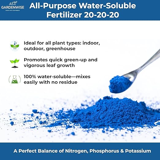 20-20-20 Water-Soluble Fertilizer β Powder for Liquid Plant Food for Indoor & Outdoor Plants, Orchids, Vegetables, Lawns, Flowers β 20 20 20 Fertilizer 5 Quarts (10 lbs)