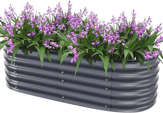 Raised Garden Bed 5x2x1.4 Ft Planter Box for Outdoor - Zinc-Aluminum-Magnesium Stainless Steel Durable Metal Garden Beds Kit for Vegetables, Flowers, Herbs and Succulents (Deep Grey)
