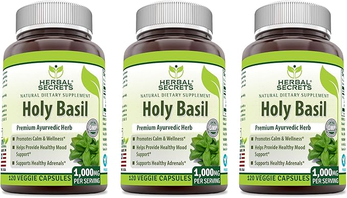 Herbal Secrets Holy Basil 1000 Mg (120 Count 3 Pack)