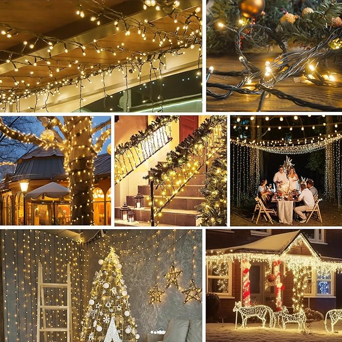 2 Pack Solar String Lights Outdoor, 200 LED Extra-Long 78 FT Solar Lights Outdoor with 8 Lighting Modes, IP65 Waterproof for Garden, Patio, Xmas, Balcony, Wedding, Party (Warm White)