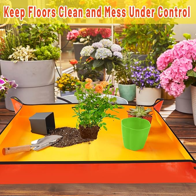 27" X 27" Repotting Mat for House Plant Transplanting and Dirt Control, Potting Soil Mat Succulent Planting Mat Gardening Gifts for Women Men