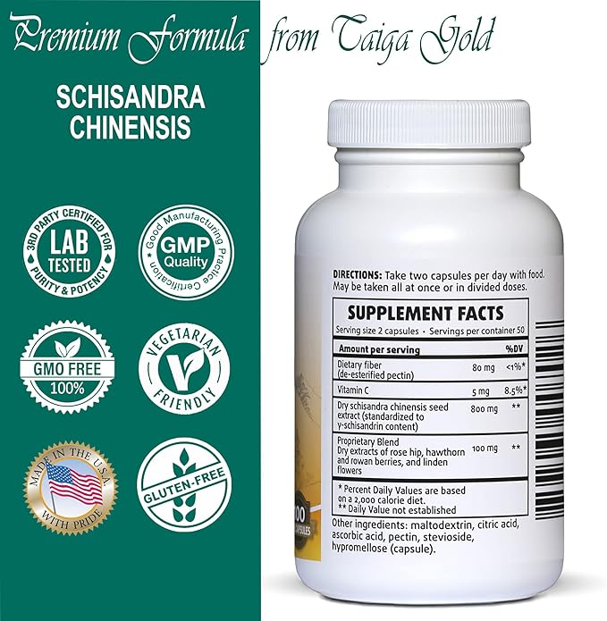 Schisandra Chinensis Supplement, Wild Siberian Herbal 100 Vegetarian