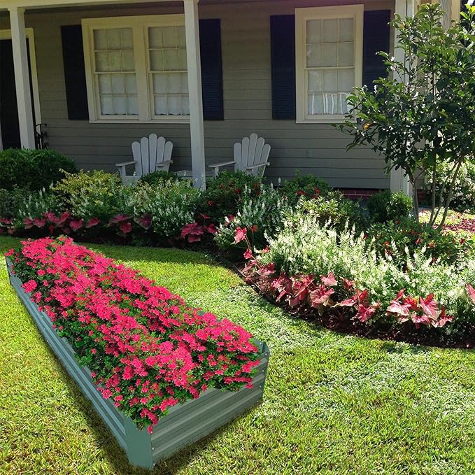 8x2x1ft Metal Raised Garden Bed Kit,Galvanized Garden Bed Box for Vegetables, Flowers, Herbs, and Succulents,120 Gallon Capacity - Green