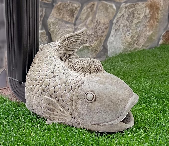 Fish Statues Gutter Downspout Extension Statues Garden Decoration,Resin Statue Outdoor Decor,Animal Downspout Diverter,Decorative Gutter Extension,3"×4" Downspout Extender Diverter Splash Block