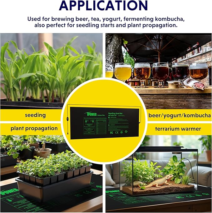 iPower 48" x 20.75" Seeding Heat Mat with Temperature Adjustable Knob and Digital Thermometer, Durable Warm Hydroponic Plant Germination Starting Pad