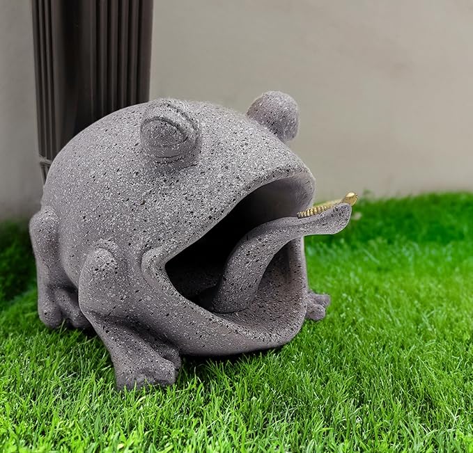 Frog Statues Gutter Downspout Extension Statues Garden Decoration,Animal Resin Statue Outdoor Decor,Downspout Diverter,Decorative Gutter Extension,3"×4" Downspout Extender Diverter Splash Block(Grey)