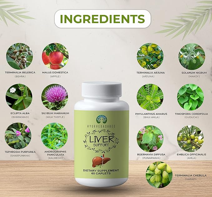 Liver Support Herbal Ayurvedic Supplement, Supports 13 Powerful 60 Caplets