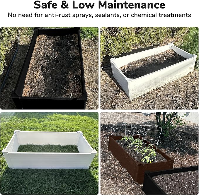 Raised Garden Bed - 2x4 ft Planter Box - Black HDPE - No Tools Needed - DIY Kit for Urban Gardening, Flowers, Herbs & Vegetables - Made in The USA