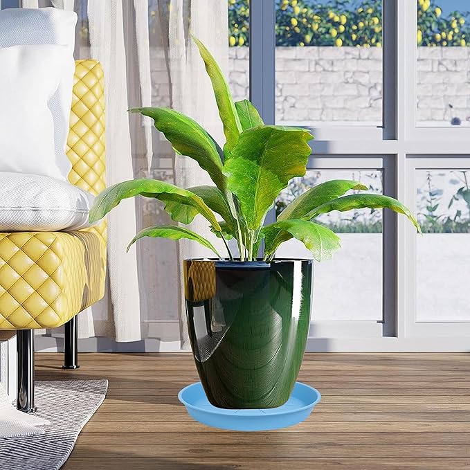 3 Pack of Plant Saucer 20 22 inch, 3.6" Depth, Large Heavy Duty Plastic Saucers 21" Round, Plant Drip Trays for for Indoors Outdoor, Plant Water Tray for Planters 19-23" (22", Teal)