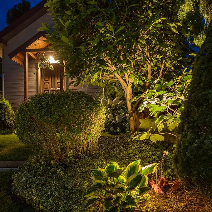 GKOLED 12-Pack Solid Brass Landscape Spotlight, 12V AC/DC Low Voltage Landscape Lights, Outdoor Directional LED Uplight Waterproof Fixture with ABS Ground Spike, Garden Spot Up Light Without Bulb