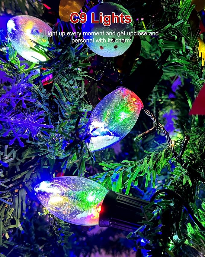 VCOKEN Christmas Pathway Lights Outdoor, 24.5FT Connectable C9 Christmas Lights with 20 LED and Stakes, Multicolored Waterproof C9 Christmas Walkway Lights Outdoor Decorations for Lawn Yard Sidewalk