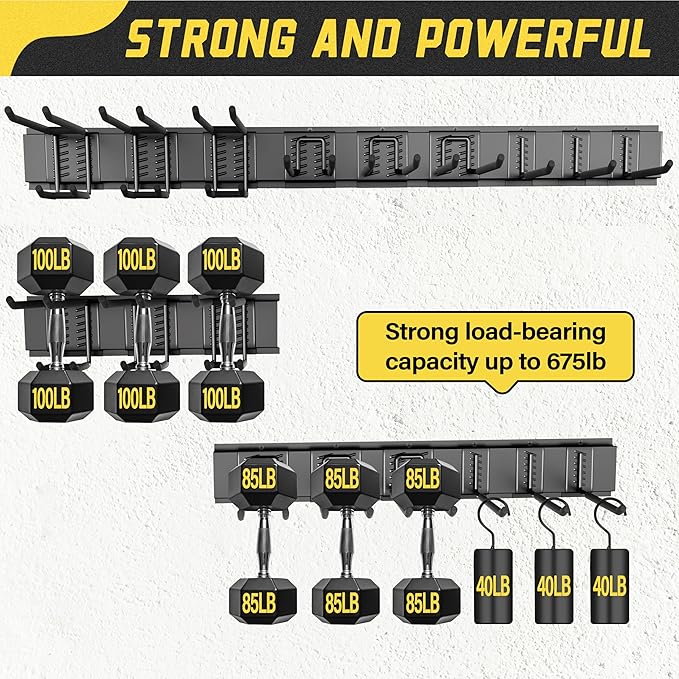 Garage Wall Organizer,15Pack Carries 675 lbs,Garden Tool Organizer 48in With Large Storage Space,Easy Assembly, Sturdy Design,for Efficient Tool Storage Garage Organization