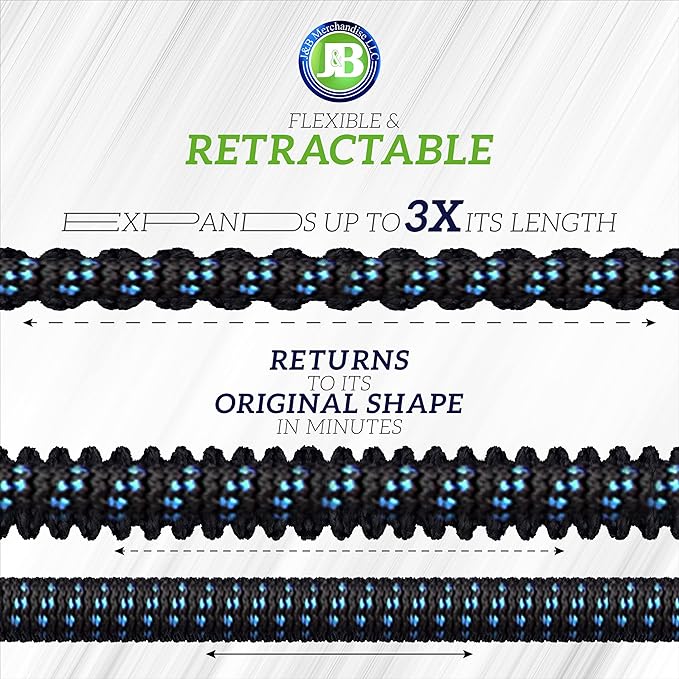 J&B XpandaHose 100ft Expandable Garden Hose with Holder - Heavy Duty Superior Strength 3750D - 4 -Layer Latex Core - Extra Strong Brass Connectors and 10 Spray Nozzle w/Storage Bag (Blue 100)