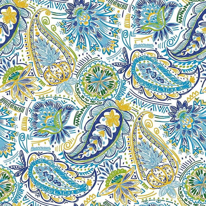 LVTXIII 2 Pack Outdoor/Indoor High Back Chair Cushions, Deep Seat Patio Seat and Back Cushion Set, Stuffed High Rebound Foam Rocking Chair Cushions, 44”x22”x4”, Paisley Blue