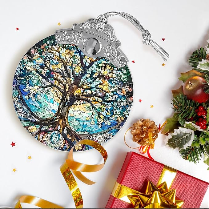 Tree of Life Stained Glass Suncatcher - Holidays & Christmas Tree Ornament, Decor & Gifts