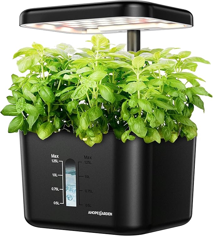 Ahopegarden Hydroponics Growing System kit Indoor Herb Garden with Grow Light, 4 Pods Plant Germination Kit Herb Vegetable Flower Growth Countertop Grower Harvest Fresh Veggie Lettuce(No Seeds)