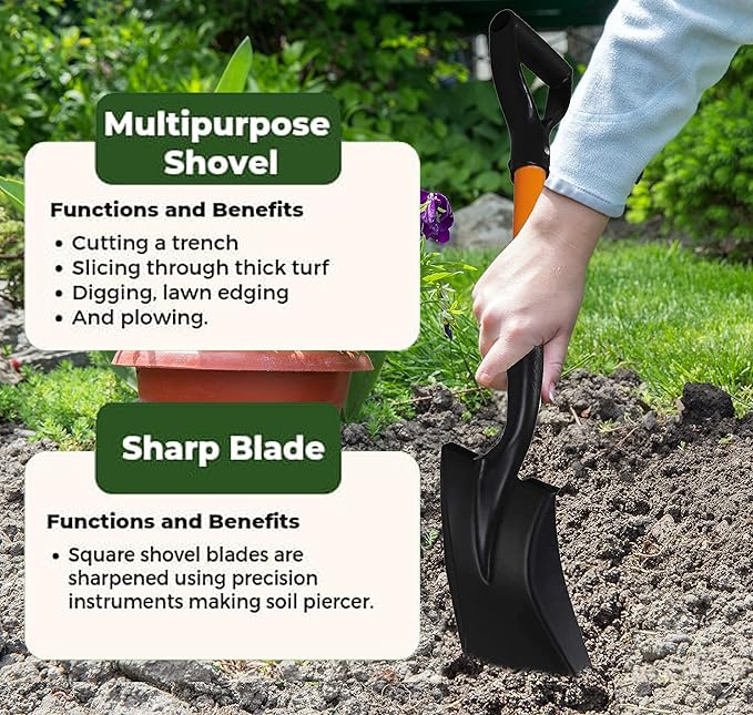 Ashman Short Handle Transfer Shovel (6 Pack) Kids Beach Shovel, Shovel for Digging 27-inch with Sturdy Blade, Small Garden Shovel, Kids Snow Shovel, Shovels for Gardening with D- Handle Gardening Tool