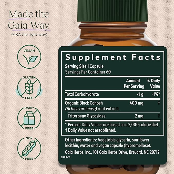 Gaia Herbs Black Cohosh 60 Vegan (30-Day Supply)