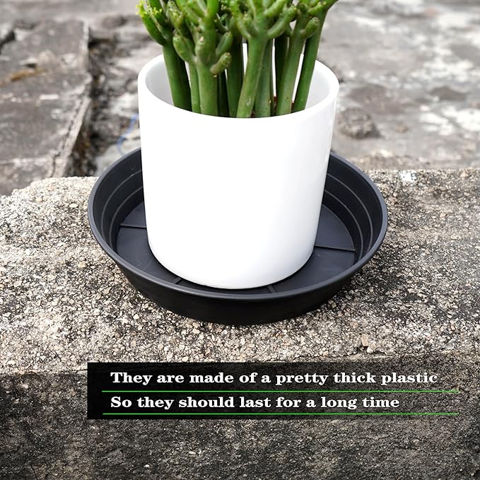 4 Packs 6 Inches Plant Saucer Drip Trays, Round Plastic Plant Pot Saucers Flower Pot Tray for Indoor Outdoor