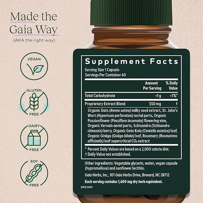 Gaia Herbs Emotional Balance 60 Vegan (20-Day Supply)