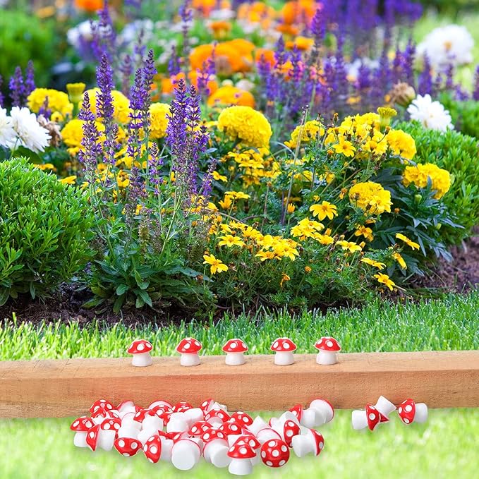 160 Pcs Tiny Mushrooms Mini Figurines Miniature Cute Colorful Mushroom Figurines Indoor Outdoor Mushroom Statue Decor Mushroom Decoration for Garden Landscape Bonsai Craft Ornament (Red, S, M, L)