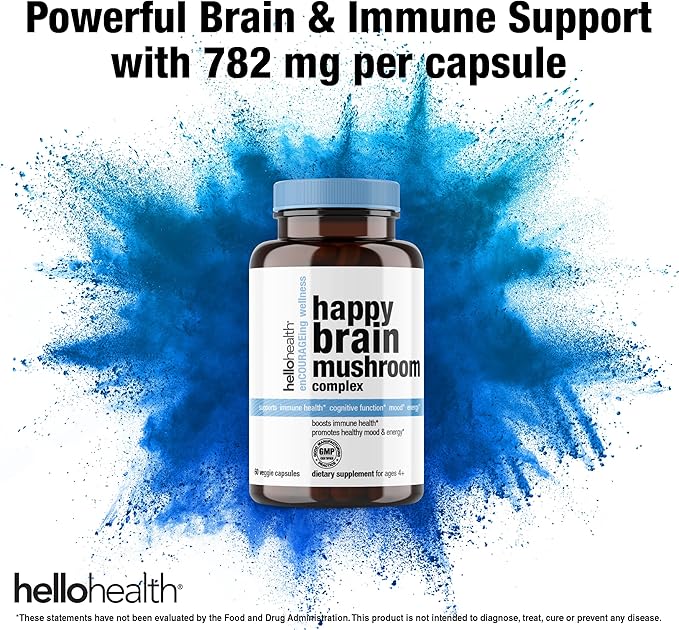 Happy Brain Mushroom Complex Nootropics Brain 10 Mushroom 60 ct