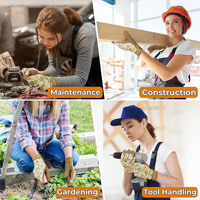 HANDLANDY Women Safety Work Gloves Utility Touch Screen Working Grip Glove for Yardwork Gardening Breathable Mechanic Gloves