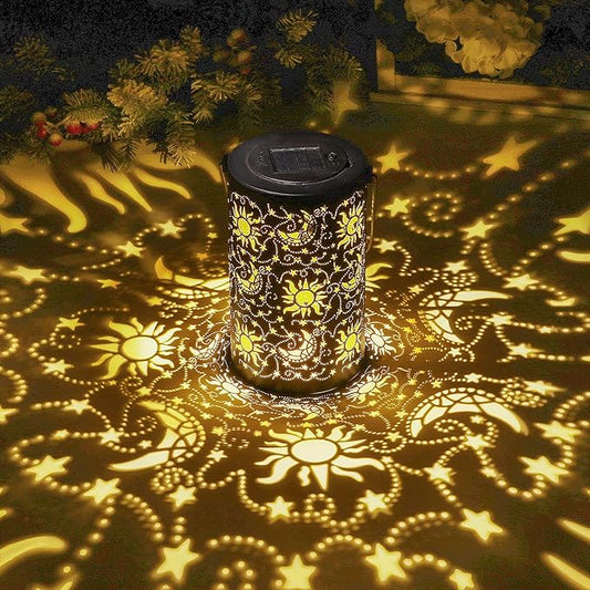 Solar Lanterns Outdoor Hanging Waterproof Metal Sun Moon Star Pattern Lanterns for Garden Patio Yard Lawn Front Porch Decor as Birthday Gifts for Mom Grandma Women