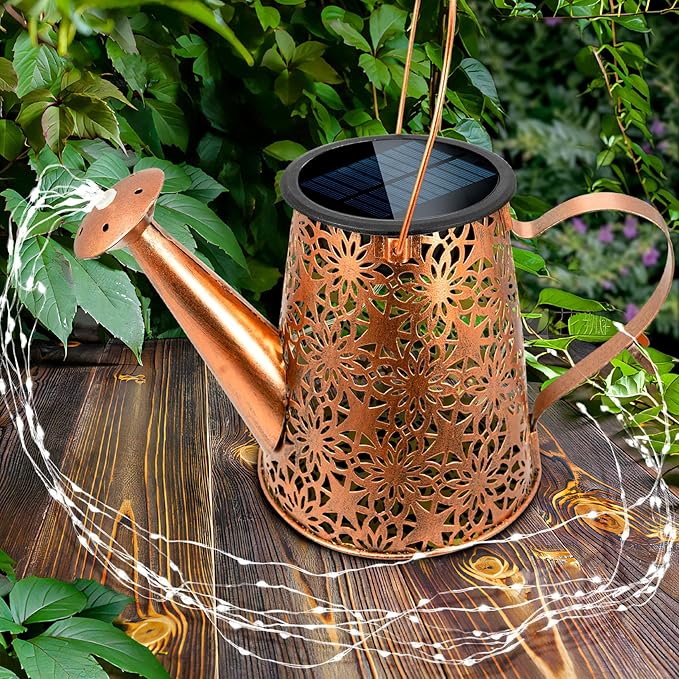 Watering Can Lights Solar Powered: Garden Light Waterproof Outdoor Decoration - Flower Lanterns Hanging Yard Patio Path Proch Decor - Birthday Gardening Gifts for Women Mom Grandma