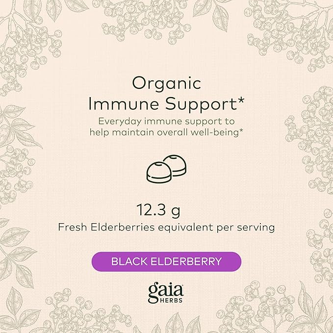 Gaia Herbs Black Elderberry (Sambucus Nigra) 80 Gummies