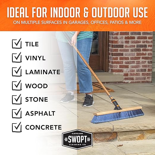 SWOPT 24” Premium Multi-Surface Push Broom Head — Cleaning Head Interchangeable with All SWOPT Cleaning Products for More Efficient Cleaning and Storage — Indoor and Outdoor Push Broom