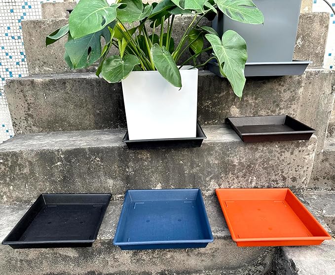 Square Plant Saucer 18 Inch 2 Pack, Large Plant Trays for Pots Heavy Duty Plastic Plant Saucers for Indoors Outdoors, Flower Pot Plant Drip Trays No Holes Plant Lover Gardening Gifts