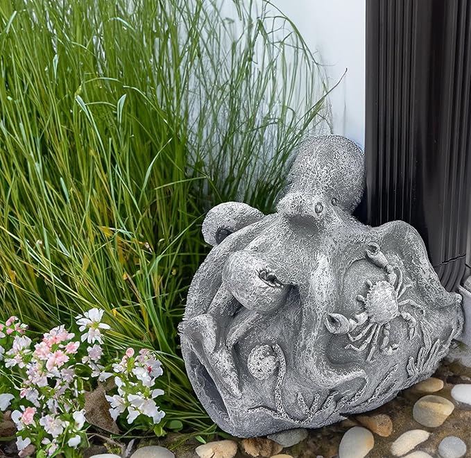 Real Octopus Sculpture Gutter Downspout Extender,Garden Statue Ornament,Decor Downspout Diverter,Perfect Rain Diverter for 3"x4" Downspouts, Eco-Friendly Resin,Perfect Outdoor Decor Gift