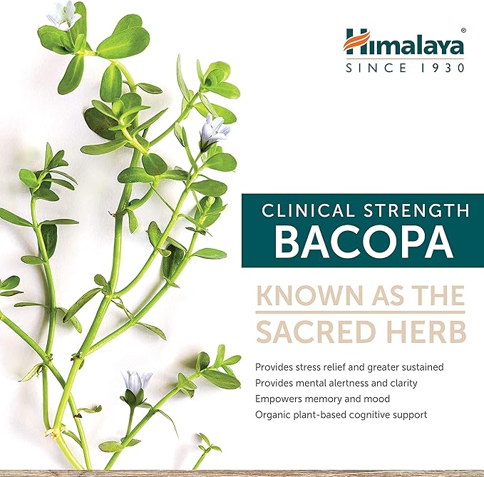 Himalaya Organic Bacopa Monnieri Nootropic Herbal 750 mg, 60 Plant-Based 60 Day