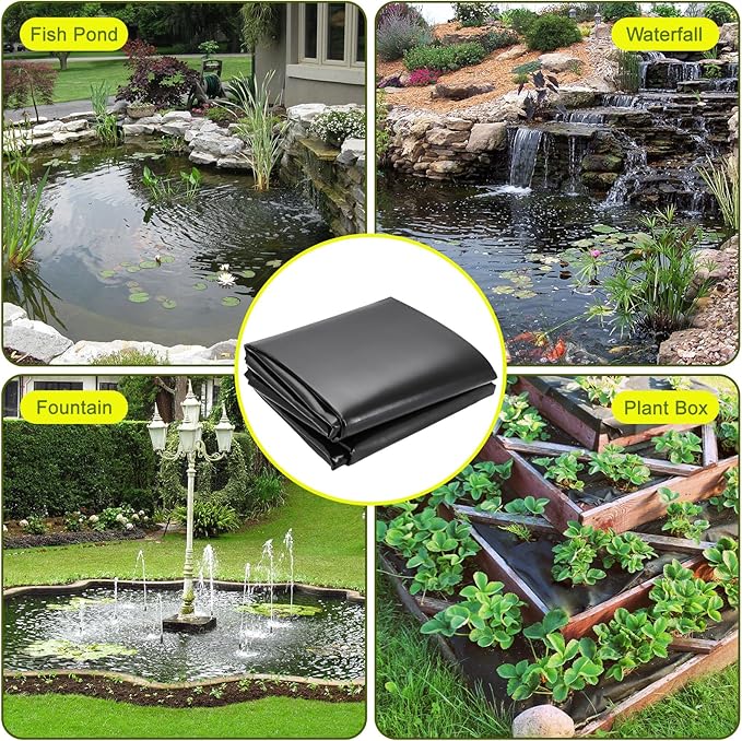 20 x 30 FT Pond Liner, 20 Mil Pond Liners for Outdoor Ponds, HDPE Pond Liner Easy Cutting Puncture Resistant, Pond Liners for Water Garden Fountain Waterfall, Koi Fish Aquaculture Pond