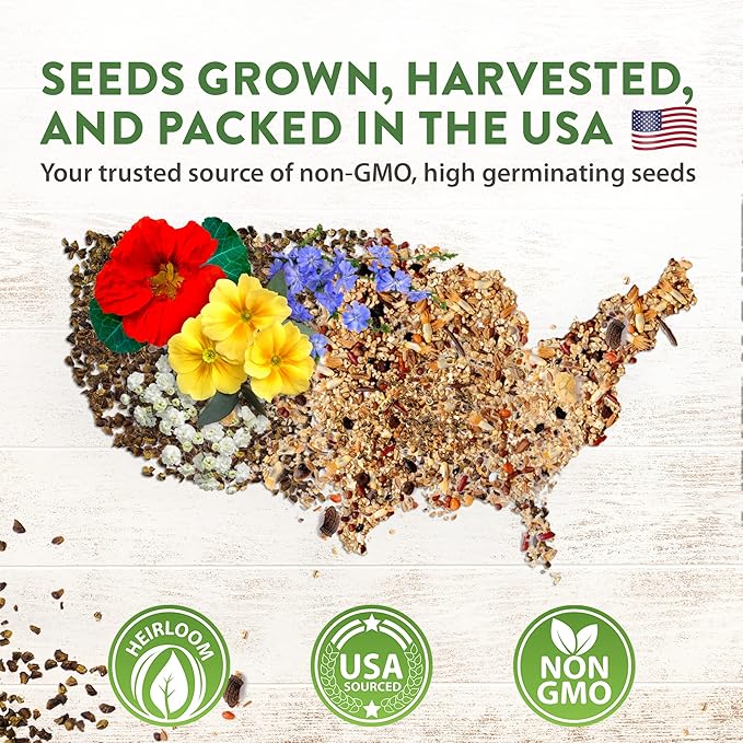 HOME GROWN 112,000+ Wildflower Seeds: Bulk Mix of 21 Varieties, Non-GMO Wild Flower Seed, Bee and Butterfly Garden Variety Pack, Annual Flowers Seeds for Planting, Native Wildflowers for Your Garden