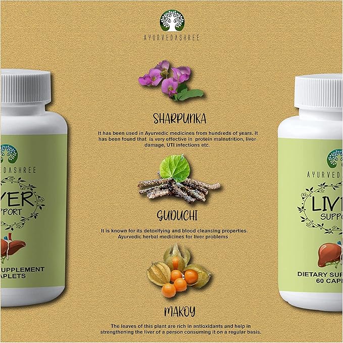 Liver Support Herbal Ayurvedic Supplement, Supports 13 Powerful 60 Caplets