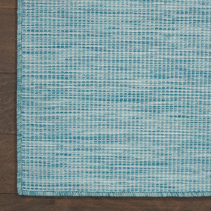Nourison Positano Indoor/Outdoor Aqua 10' x 14' Area Rug, Easy Cleaning, Non Shedding, Bed Room, Living Room, Dining Room, Backyard, Deck, Patio (10x14)