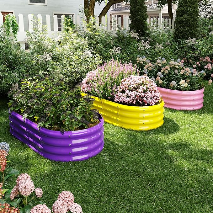 Galvanized Metal Planter Raised Garden Bed Kit for Gardening Outdoor,4x2x1ft Planter Grow Garden Box Raised Flower Bed