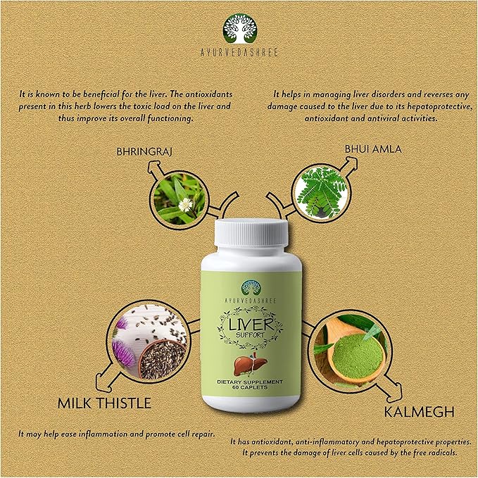 Liver Support Herbal Ayurvedic Supplement, Supports 13 Powerful 60 Caplets