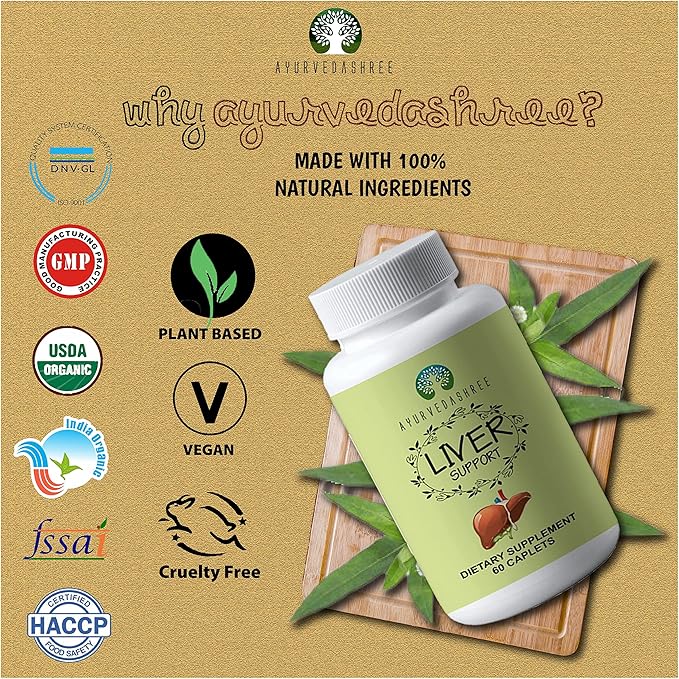 Liver Support Herbal Ayurvedic Supplement, Supports 13 Powerful 60 Caplets