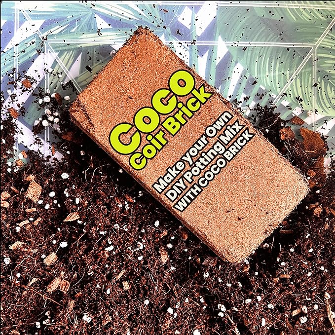 Gro-Med Coco Coir Brick 6s Pack – 1.4 lb Each,Expands to 60 Quarts, Enriched with NPK, Organic Potting Soil Mix for Plants, Seed Starting,Herbs,Flowers and Ideal Reptile Bedding for Snakes & Terrarium