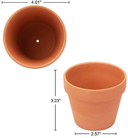 [26 Pack] 4" Planter Nursery Pots Clay Pots Terracotta Pot Clay Ceramic Pottery Planter Cactus Flower Pots Succulent Nursery Pots Garden Terra Cotta Pots with Drainage Hole (26)