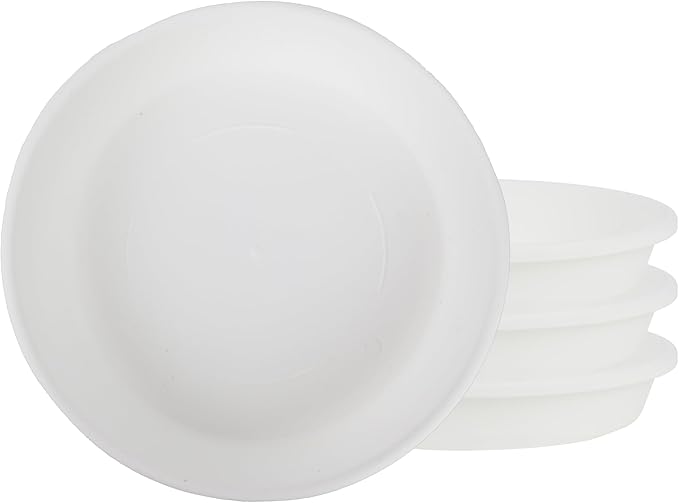 The HC Companies Flower Pot Saucers - Plastic Plant Saucer for Outdoors & Indoors - Traditional Design Plant Pot Trays for Water Drainage - Durable & Stylish Round Plant Tray (10-inch White)