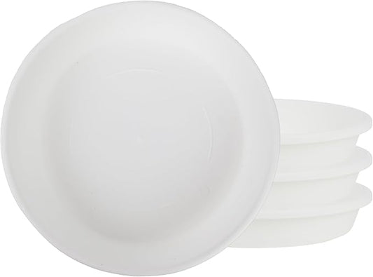 The HC Companies Flower Pot Saucers - Plastic Plant Saucer for Outdoors & Indoors - Traditional Design Plant Pot Trays for Water Drainage - Durable & Stylish Round Plant Tray (10-inch White)