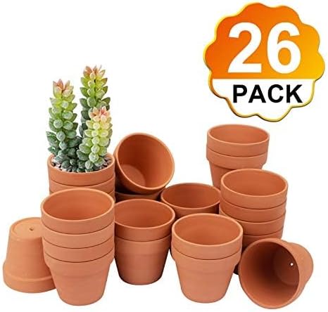 [26 Pack] 4" Planter Nursery Pots Clay Pots Terracotta Pot Clay Ceramic Pottery Planter Cactus Flower Pots Succulent Nursery Pots Garden Terra Cotta Pots with Drainage Hole (26)