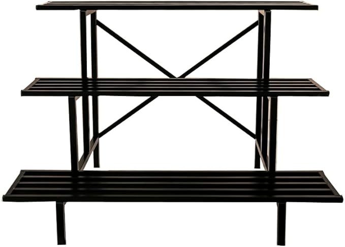 Zhongma 3 Tier Sturdy Metal Plant Stand, L45.67 x W26 x H23.6 inch, Heavy Duty Plant Holder for Home Indoor and Outdoor, 660 LBS Capacity & Heavy Duty Construction