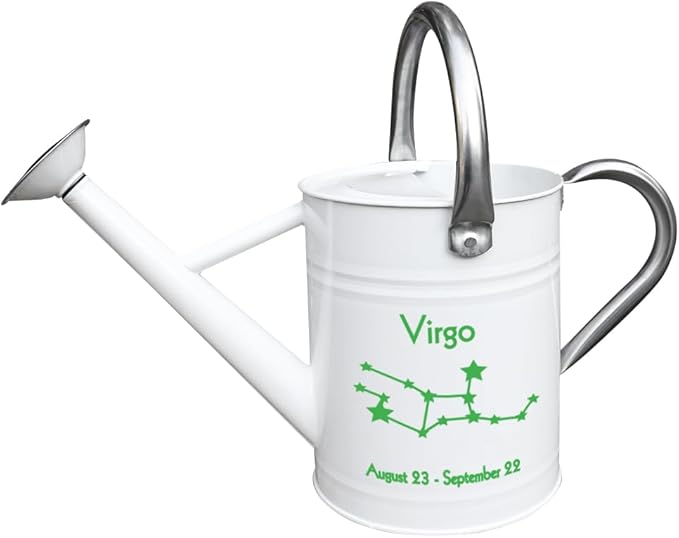 Metal Watering Can for Outdoor and Indoor Plants, Watering Can Decor, 1 Gallon (Virgo)