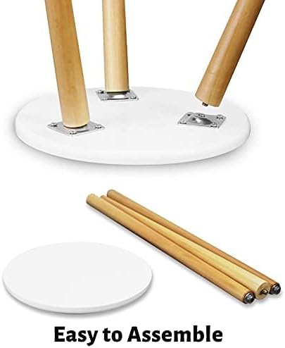 Uneedem Indoor Plant Stand Wood Mid Century Plant Stand for Indoor Plants, Modern Plant Table,Tall Plant Holder for Flower Pots, Small Round Side Table, End Table (A3-White,High: 20.5")