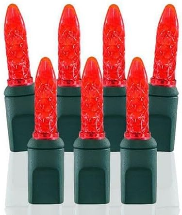 Pro Christmas M5 LED Holiday Lights - 100 Bulbs, 33.3ft - Professional Grade Indoor Outdoor Diamond Cut Sparkle Light Strings for Home Decorations and Christmas Trees - Red